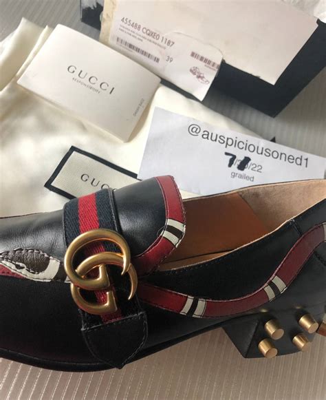 gucci peyton yoko marmont snake heel black loafer|Gucci .